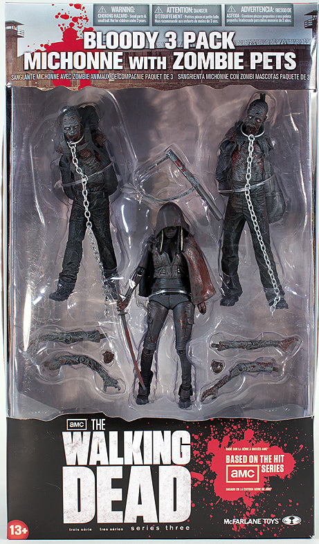 The Walking Dead 5 Inch Action Figure Bloody 3-Pack Series - Michonne with Zombies Box Set