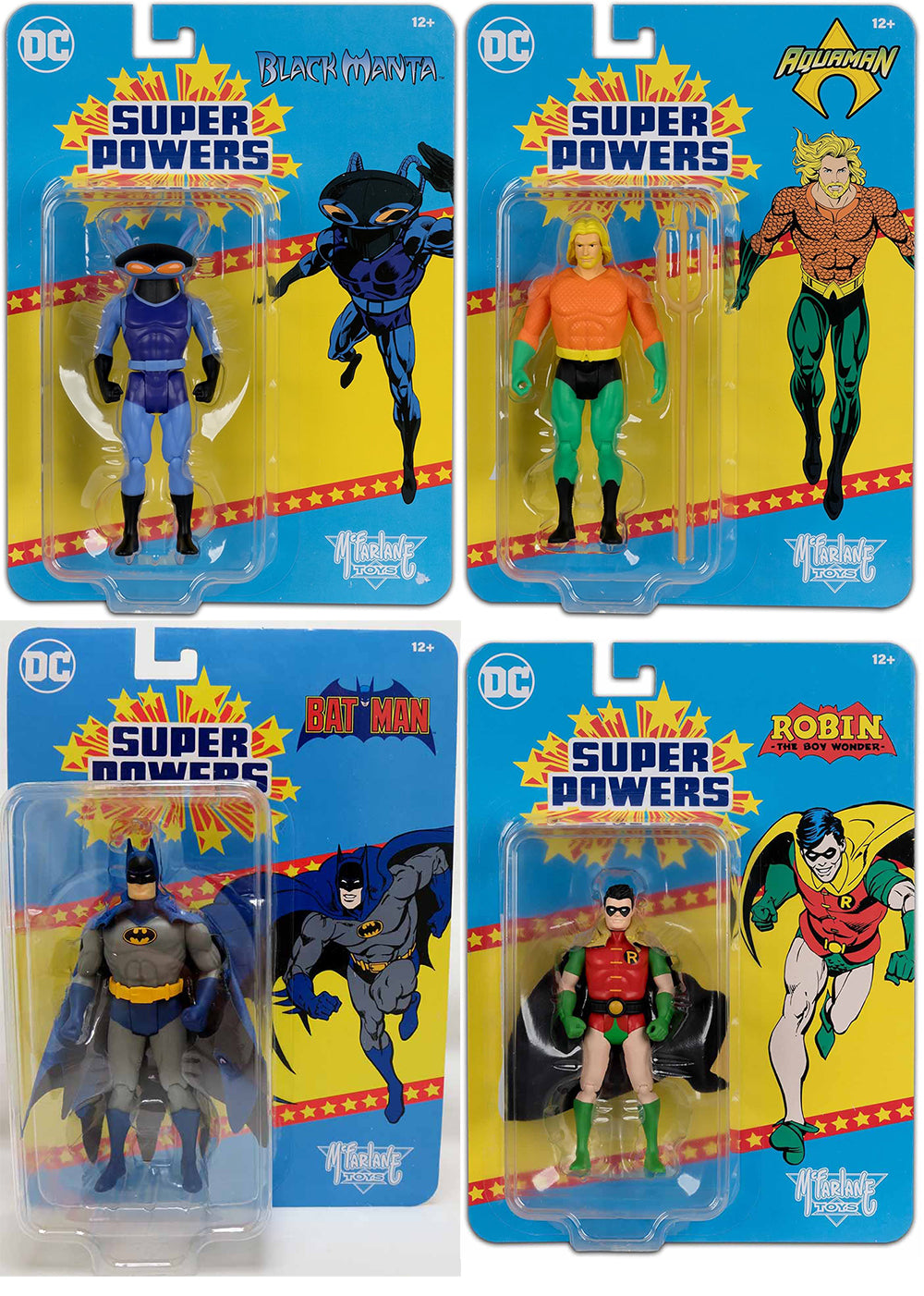 DC Super Powers 4 Inch Action Figure Wave 10 Crowdfunded Exclusive - Set of 4 (Batman - Aquaman - Manta - Robin)