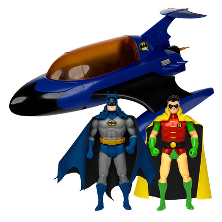 DC Super Powers 4 Inch Scale Vehicle Figure Wave 10 - The Bat Multicraft with Batman & Robin Round Buckle Bundle