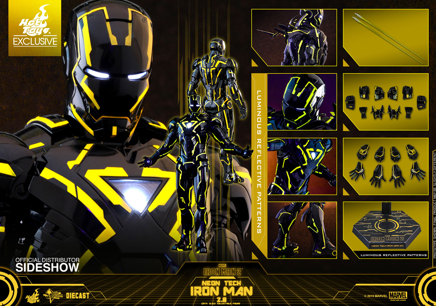 ホットトイズ　アイアンマン2.0 NeonTech Iron Man 2 12 Inch Action Figure Movie Masterpiece Series - Neon