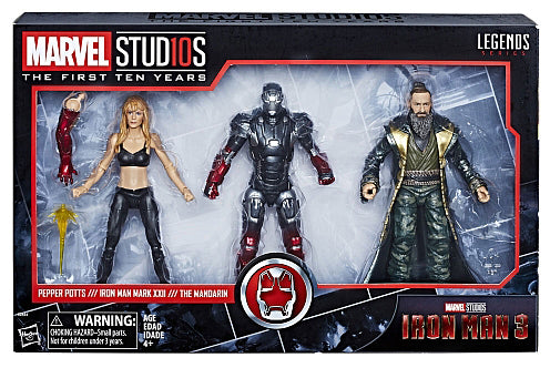 Marvel Legends Studios 6 Inch Action Figure 10th Anniversary Series 3-Pack - Pepper Potts - Iron Man Mark XXII - The Mandarin