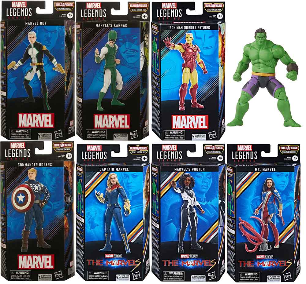 Marvel Legends The Marvels 6 Inch Action Figure BAF Totally Awesome Hulk - Set of 7 (BAF Totally Awesome Hulk)