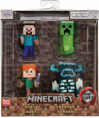 Minecraft Metafigs 2 Inch Action Figure Die-Cast - (Steve - Alex - Creeper - Warden)