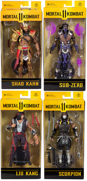 Mortal Kombat 11 7 Inch Action Figure Wave 5 - Set of 4 (Liu - Shao - Scorpion - Zub)