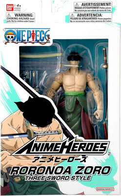 One Piece 6 Inch Action Figure Anime Heroes - Roronoa Zoro Three Sword Style