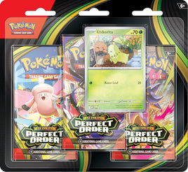 Pokemon Trading Card Game TCG - Mega Evolutions - Perfect Order 3 Pack Blister (Chikorita)