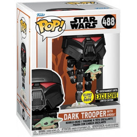 Pop Star Wars The Mandalorian 3.75 Inch Static Figure Exclusive - Dark Trooper with Grogu #488
