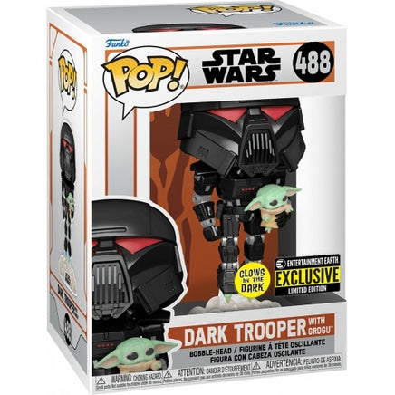 Pop Star Wars The Mandalorian 3.75 Inch Static Figure Exclusive - Dark Trooper with Grogu #488