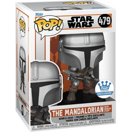 Pop Star Wars The Mandalorian 3.75 Inch Static Figure Exclusive - The Mandalorian with Beskar Staff #479