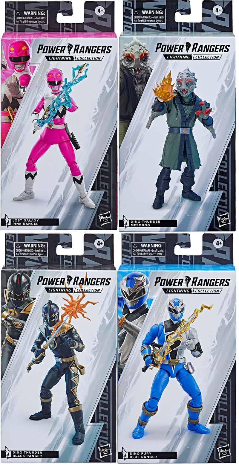 Power Rangers Lightning Collection 6 Inch Action Figure Wave 14 - Set of 4 (Mesogog-Fury Blue-Lost Pink-Dino Black)