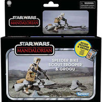 Star Wars The Vintage Collection 3.75 Inch Scale Vehicle Figure Deluxe - Speeder Bike with Scout Trooper & Grogu