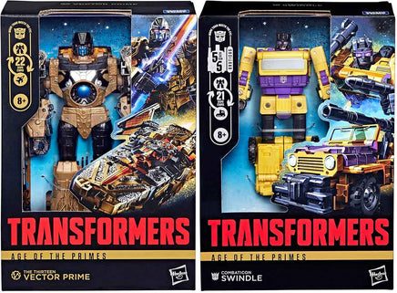 Transformers Age Of The Primes 7 Inch Action Figure Voyager Class (2026 Wave 3) - Set of 2 (Swindle - Vector Prime)