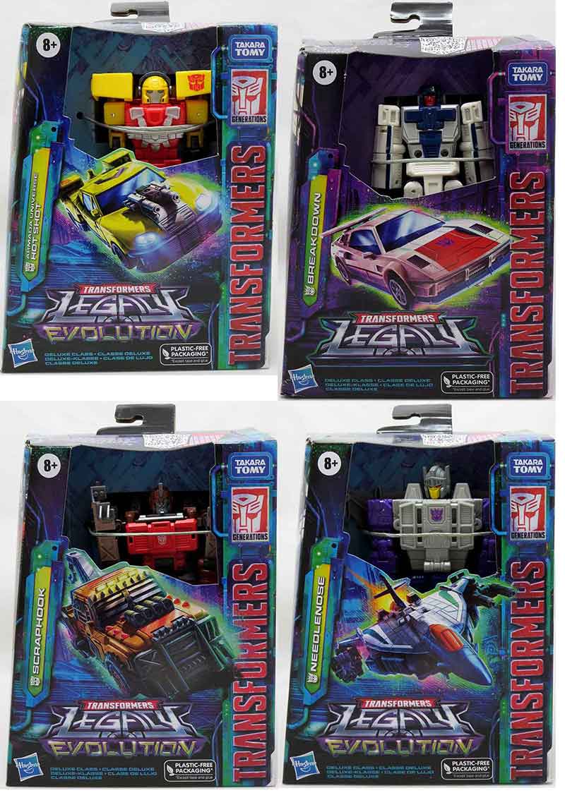 Transformers Legacy Evolution 6 Inch Action Figure Deluxe Class Wave 4 - Set of 4 (Break - Needle - Hot Shot - Scrap)