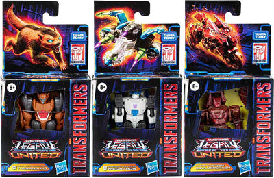 Transformers Legacy United 3.5 Inch Action Figure Core Class (2024 Wave 1) Set of 3 (Boudercrash - Megatron - Tasmania)
