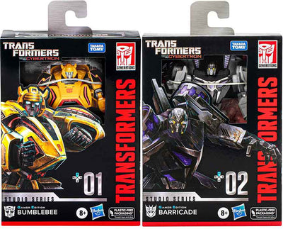 Transformers WFC Studios Series 6 Inch Action Figure Deluxe Class (2023 Wave 1) - Gamer Edition Set of 2 (Bumblebee - Barricade)
