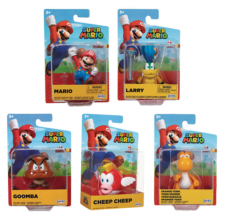 Super Mario World Of Nintendo 2 Inch Mini Figure Wave 29 - Set of 5 (Mario - Cheep - Larry - Yoshi - Goomba)