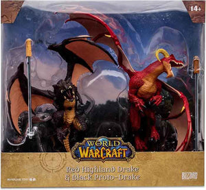 World Of Warcraft 7 Inch Static Figure 2-Pack - Red Highland Drake & Black Proto Drake