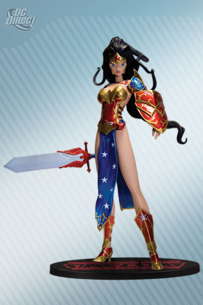 Ame-Comi 9 Inch PVC Statue Heroine Series - Wonder Woman Repaint (Blue & Red Sword)