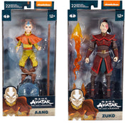 Avatar The Last Airbender 7 Inch Action Figure Wave 1 - Set of 2 (Aang - Zuko)