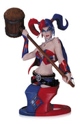 DC Comics Super Villains 6 Inch Bust Statue - Harley Quinn New 52 Bust (Red/ Blue)