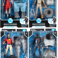 DC Multiverse Suicide Squad 7 Inch Action Figure BAF King Shark - Set of 4 (Harley - Peacemaker - Polka - Bloodsport)