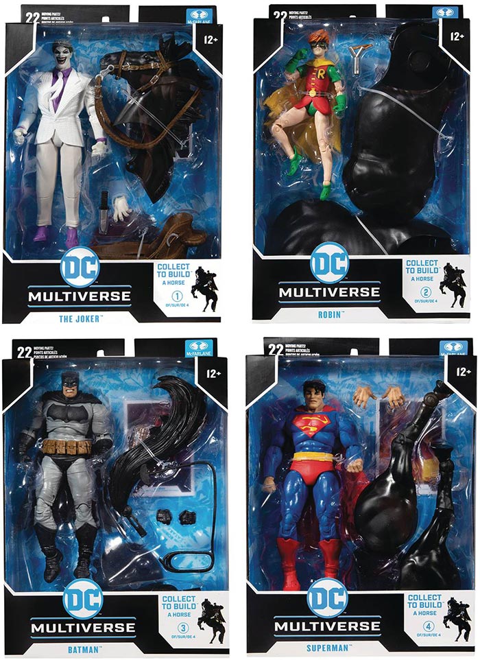 DC Multiverse The Dark Knight Returns 7 Inch Action Figure BAF Batman Horse - Set of 4 (Batman-Superman-Joker-Robin)