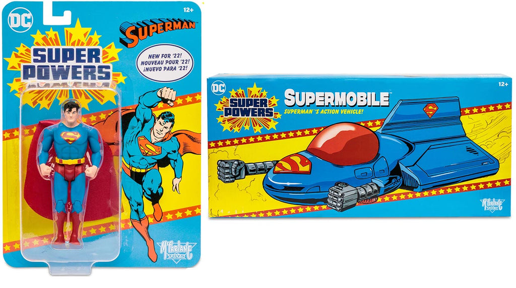 DC Super Powers 4 Inch Scale Action Figure Wave 1 - Set of 2 (Superman & Supermobile)