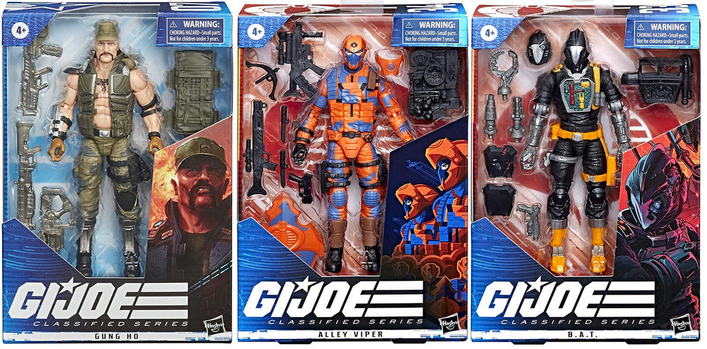 G.I. Joe 6 Inch Action Figure Classified Wave 9 - Set of 3 (Alley Viper - Gung Ho - B.A.T.)