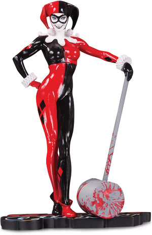 Harley Quinn Red White And Black 7 Inch Statue Figure - Harley Quinn by Adam Hughes