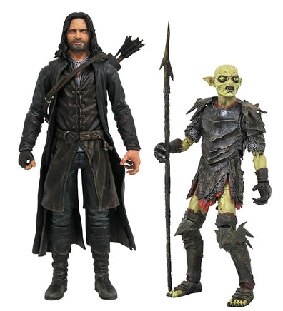 Lord Of The Rings BAF Sauron 7 Inch Action Figure Deluxe Series 3 - Set of 2 (Aragorn - Moria Orc)