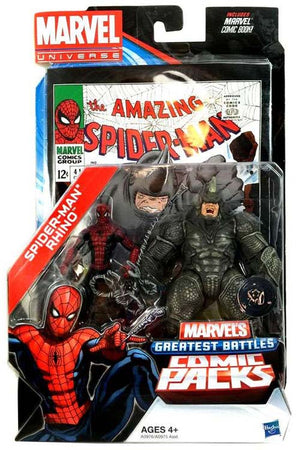 Marvel Universe Greatest Battles 3.75 Inch Action Figure Comic Packs 2-Pack - Spider-Man vs Rhino