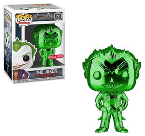 Pop DC Heroes 3.75 Inch Action Figure Batman Arkham Asylum - The Joker Green Chrome #53