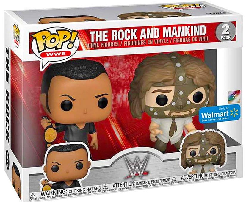 Pop WWE 3.75 Inch Action Figure 2-Pack Exclusive - The Rock and Mankind