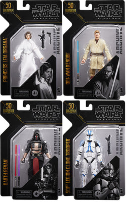 Star Wars The Black Series Archives 6 Inch Action Figure (2021 Wave 3) - Set of 4 (Leia - Obi - Revan - 501st)