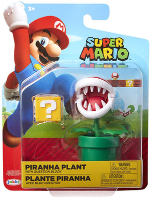 Super Mario 4 Inch Action Figure World Of Nintendo Wave 14 - Piranha Plant With Question Block
