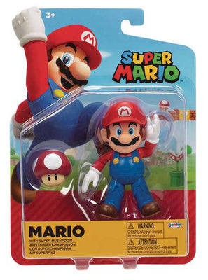 Super Mario World Of Nintendo 4 Inch Action Figure Wave 27 - Mario with Mushroom
