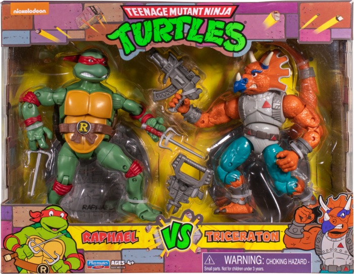 Teenage Mutant Ninja Turtles 6 Inch Action Figure Original TV 2-Pack - Raphael vs Triceraton