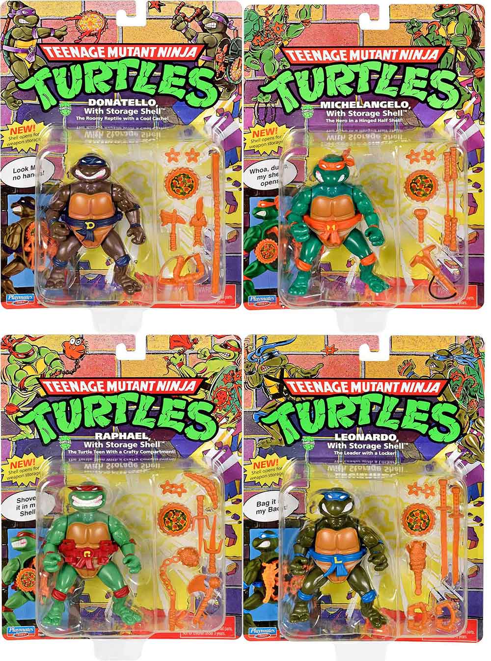 Teenage Mutant Ninja Turtles 4 Inch Action Figure Storage Shell - Set of 4 (Mike - Leo - Raph - Don)