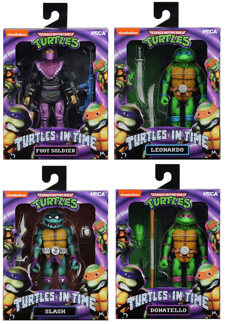 Teenage Mutant Ninja Turtles 7 Inch Figure Turtles In Time - Set of 4 (Donatello - Leonardo - Slash - Foot Soldier)