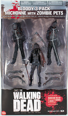 The Walking Dead 5 Inch Action Figure Bloody 3-Pack Series - Michonne with Zombies Box Set