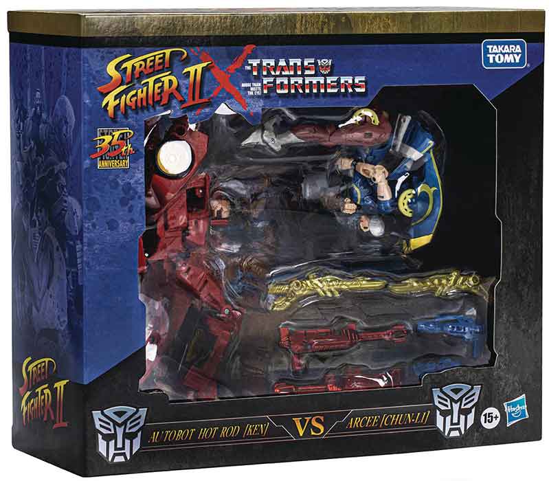 Transformers Street Fighter 6 Inch Action Figure - Hot Rod Ken vs Arcee Chun-Li