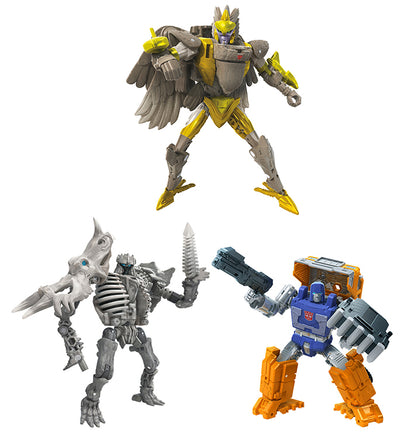 Transformers War For Cybertron Kingdom 6 Inch Action Figure Deluxe Class Wave 2 Set of 3 (Airazor - Ractonite - Huffer)
