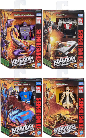 Transformers War For Cybertron Kingdom Figure Deluxe Class Wave 3 - Set of 4 (Scorponok/Wingfinger/Tracks/Wheeljack)