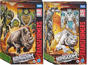 Transformers War For Cybertron Kingdom 7 Inch Action Figure Voyager Class Wave 4 - Set of 2 (Tigatron - Rhinox)